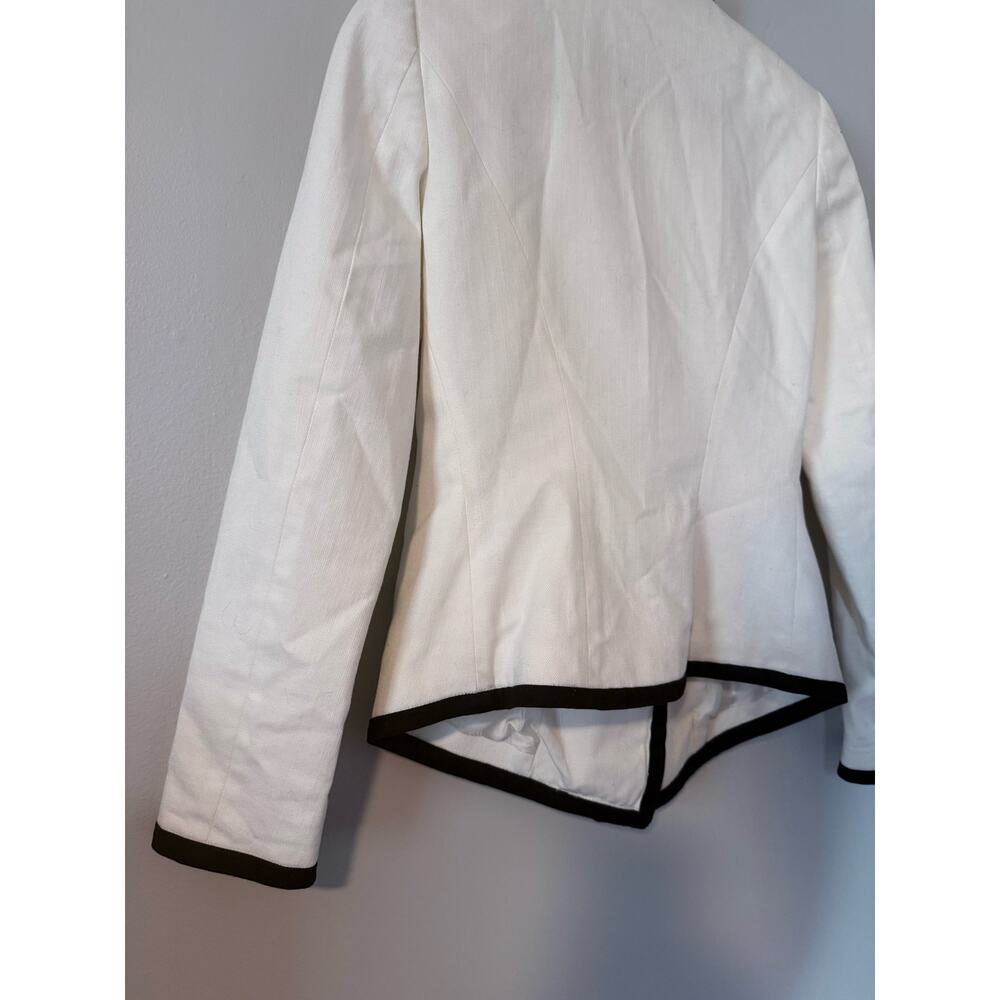REISS 1971 collection white black asymmetrical tuxedo cotton stretch blazer - Picture 7 of 8